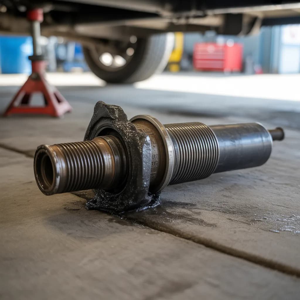 a broken aftermarket axle removed from a 500whp daily driver